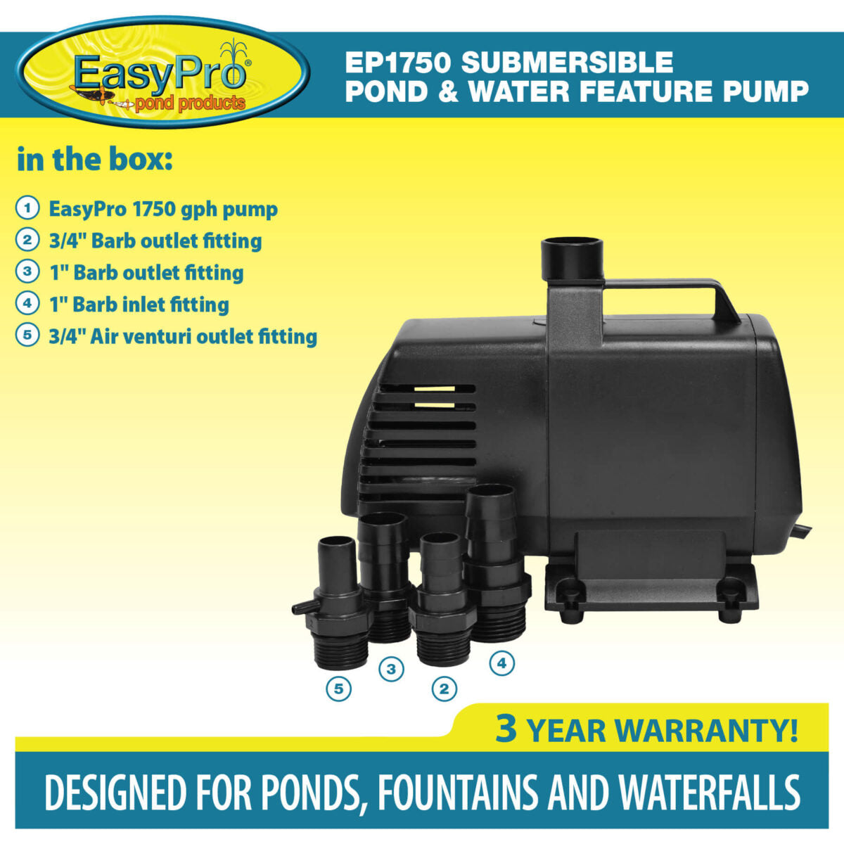 EasyPro Submersible Magnetic Drive Pump 1750 GPH EP1750