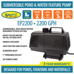EasyPro Submersible Magnetic Drive Pump 2200 GPH EP2200