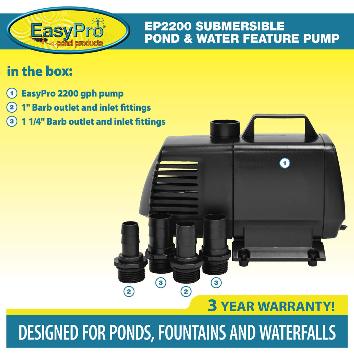 EasyPro Submersible Magnetic Drive Pump 2200 GPH EP2200