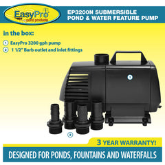 EasyPro Submersible Magnetic Drive Pump 3200 GPH EP3200N