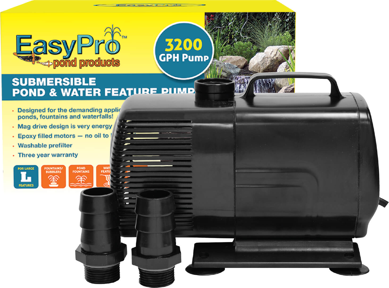 EasyPro Submersible Magnetic Drive Pump 3200 GPH EP3200N