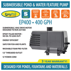 EasyPro Submersible Magnetic Drive Pump 400 GPH EP400