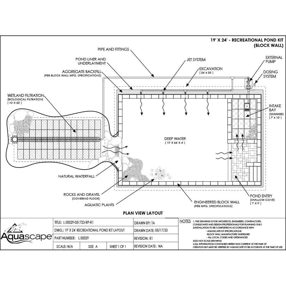 Aquascape Recreational Pond Kit – 19′ x 24′ 53074