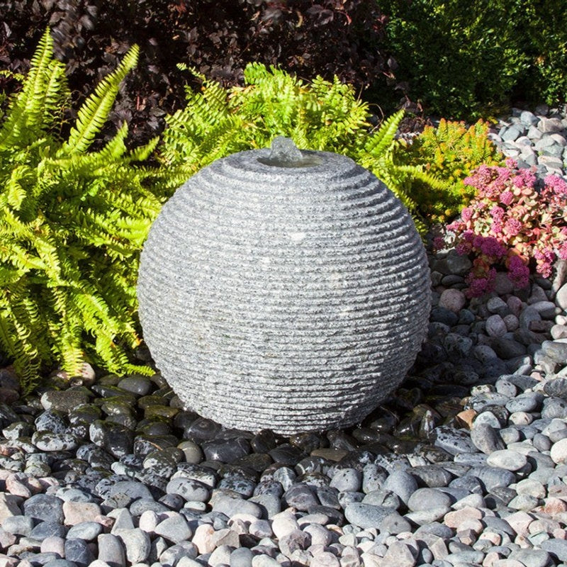 Blue Thumb Ribbed Sphere - Granite Fountain Kit ABGSR16K