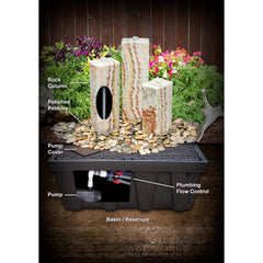 Blue Thumb Triple Black Granite Sphere Fountain ABGSB3T