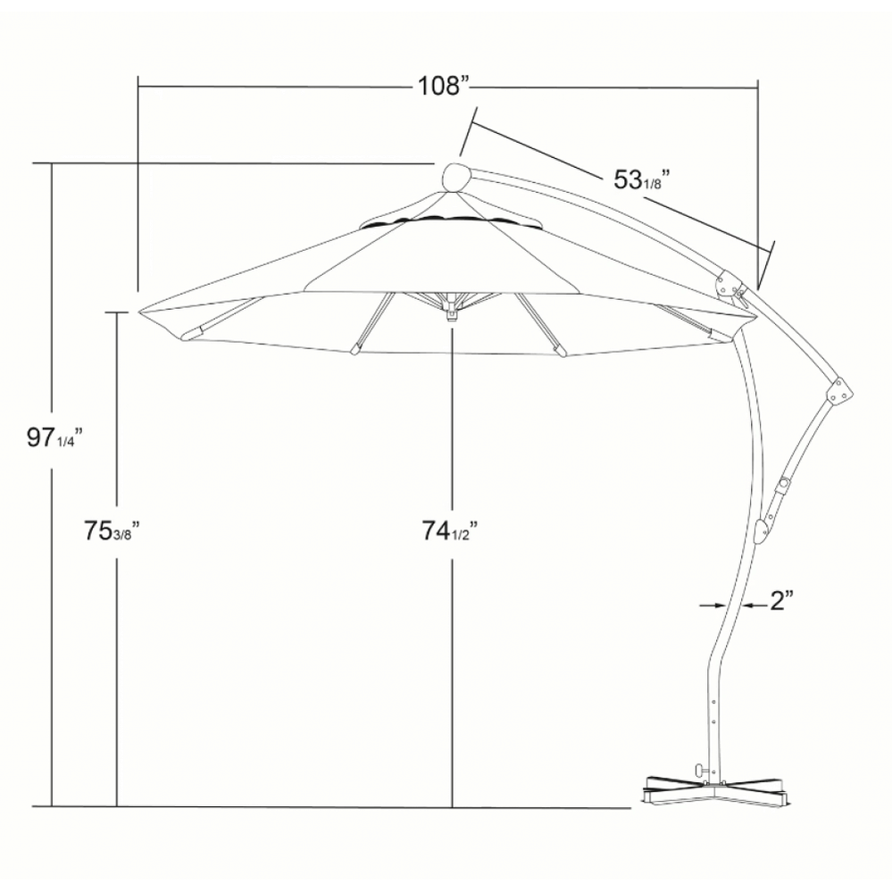 California Umbrella Bayside Series 9 ft Residential Cantilever Patio Umbrella - Durable Aluminum Construction with Crank Lift BA908
