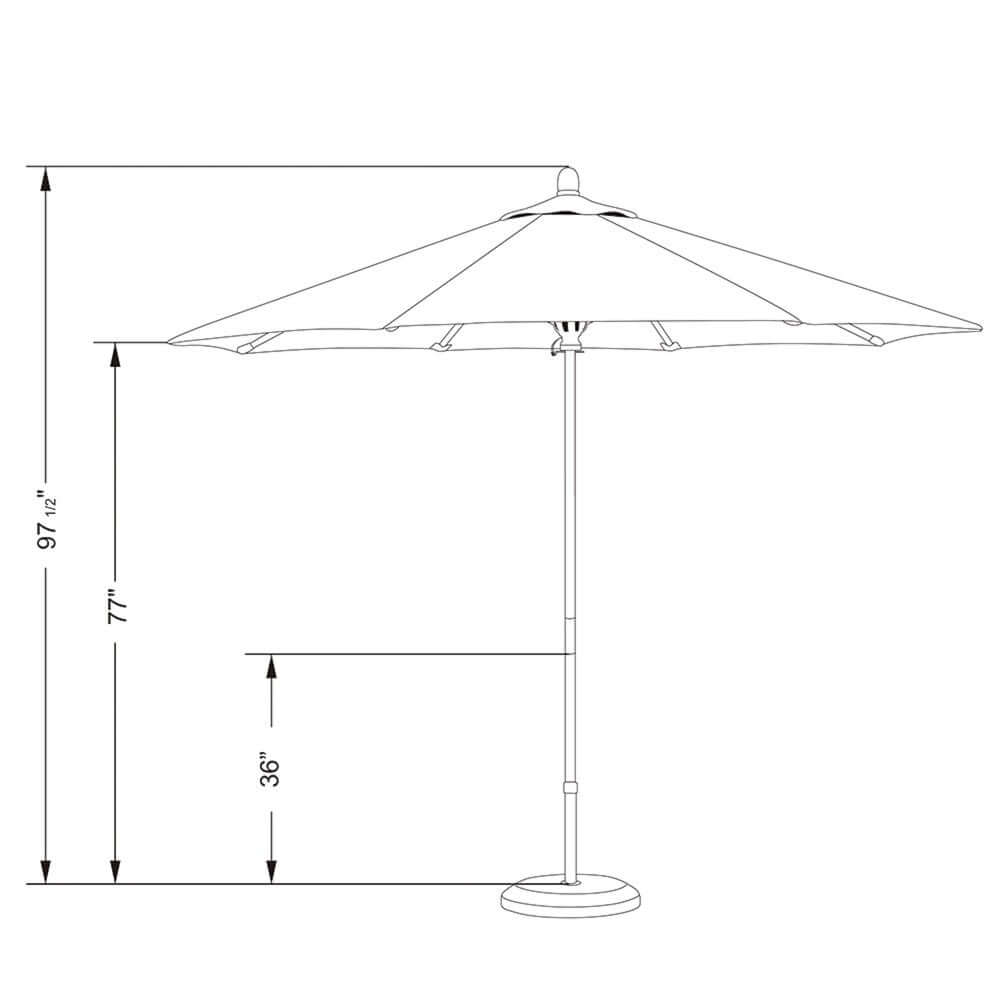 California Umbrella Grove Series 9 FT Commercial Grade Patio Umbrella Hardwood Pole with Push Lift MARE908