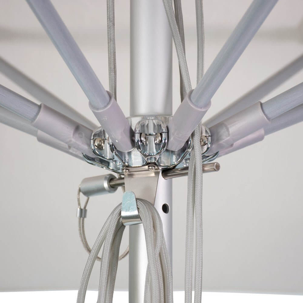 California Umbrella Newport Series 11 FT Round Commercial Patio Umbrella: Aluminum Pole, Pulley Lift And Fiberglass Ribs AATF118AH