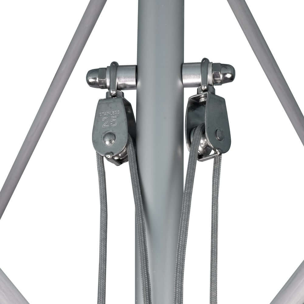 California Umbrella Newport Series 7.5 FT Square Commercial Patio Umbrella: Robust Aluminum Frame With Pulley Lift And Fiberglass Ribs AATF758AH