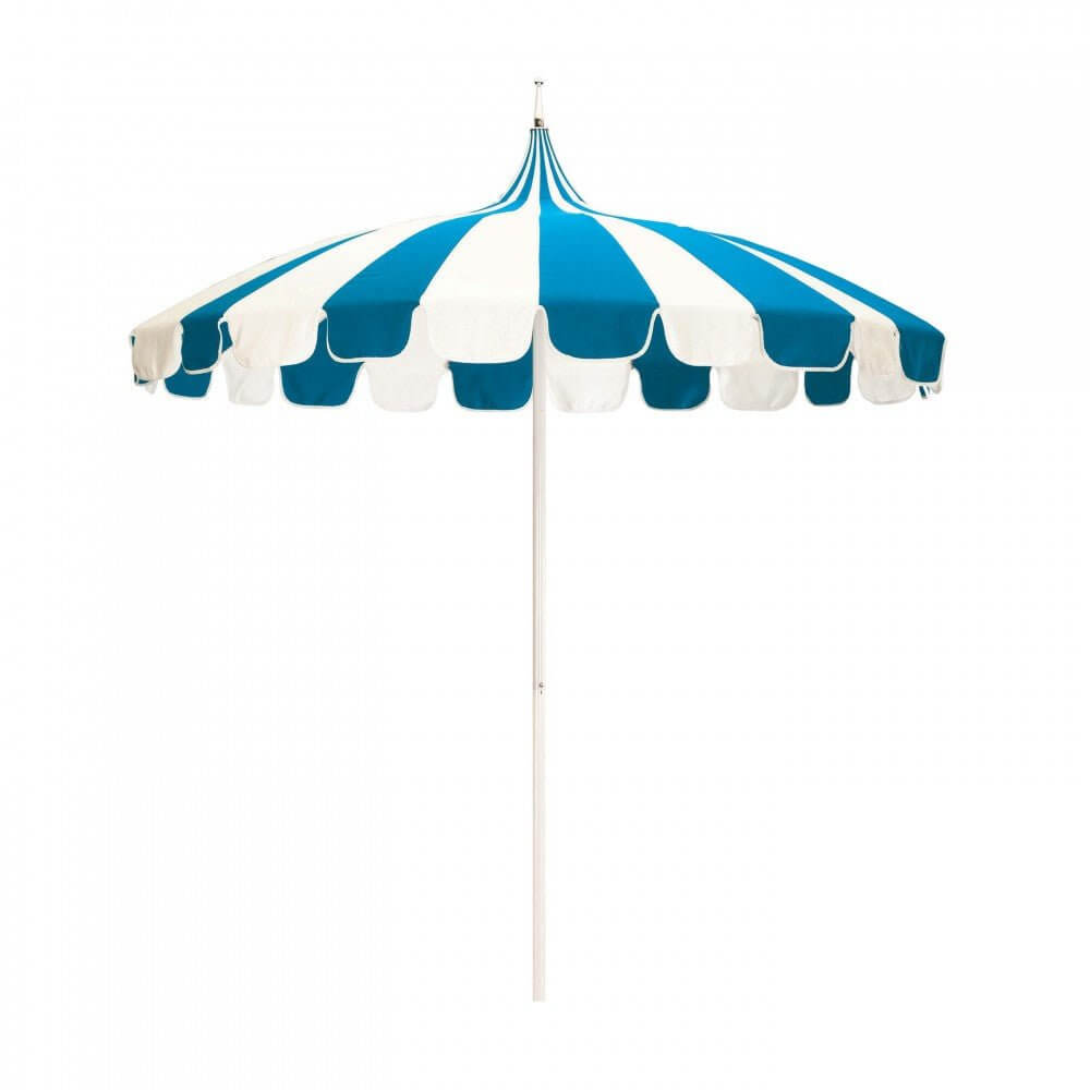 California Umbrella Pagoda Series 8.5 ft Residential Patio Umbrella - Elegant Pagoda Cut with Pacifica Canvas fabric and Push Lift SMPT852PACIFICA