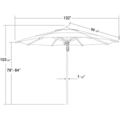 California Umbrella Rodeo Series 11 FT Commercial Patio Umbrella: Lightweight Aluminum Construction With Pulley Lift AAT118A