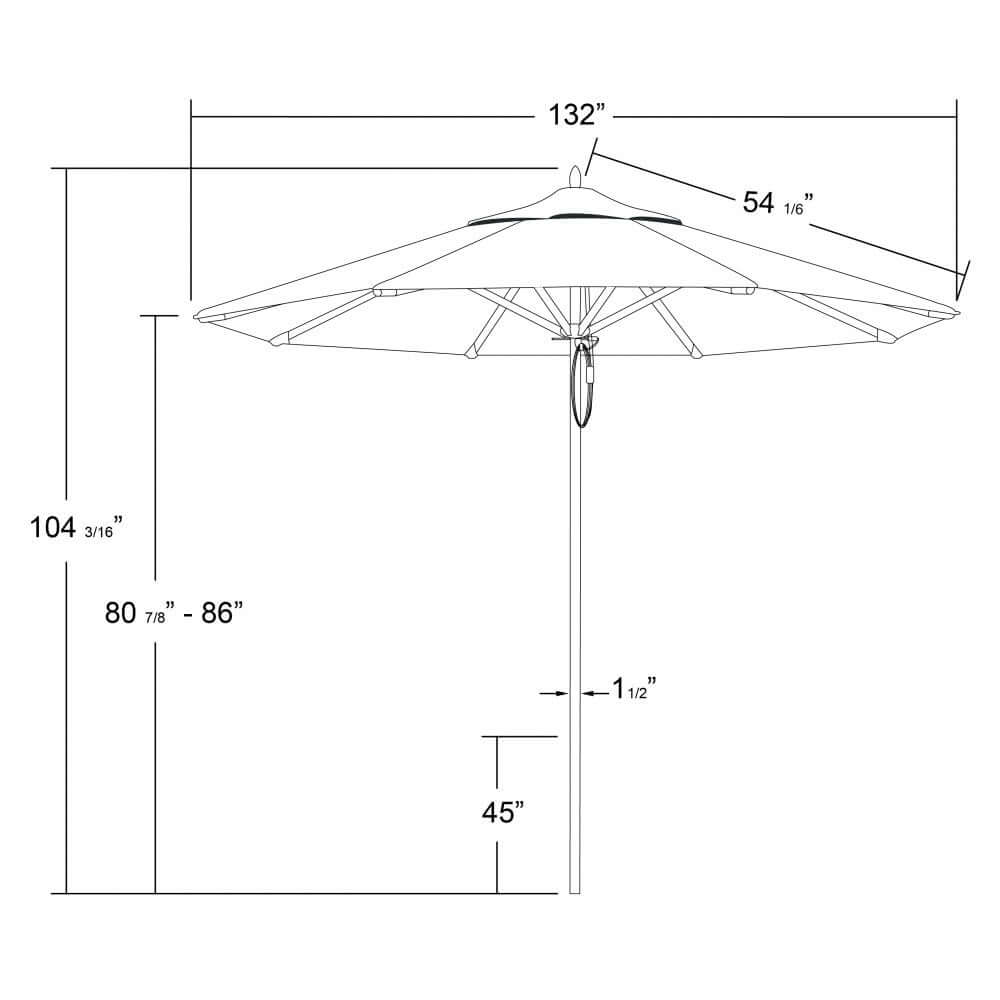 California Umbrella Rodeo Series 9 FT Round Commercial Patio Umbrella – Sturdy Aluminum Pole With Pulley Lift AAT908A