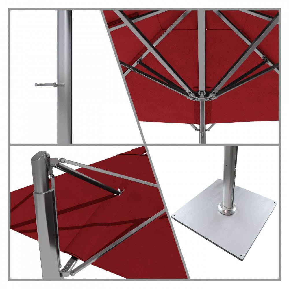 California Umbrella Solana Series 10 FT Square Commercial Cantilever Aluminum Patio Umbrella with Crank Lift SOLA338