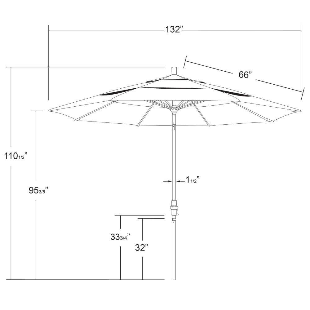 California Umbrella Sun Master Series 11 FT Patio Umbrella – Large Residential Shade with Collar Tilt And Crank Lift GSCUF118