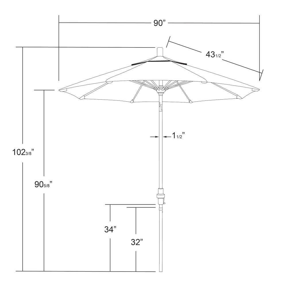 California Umbrella Sun Master Series 7.5 ft Patio Umbrella - Residential Grade with Collar Tilt and Crank Lift GSCUF758
