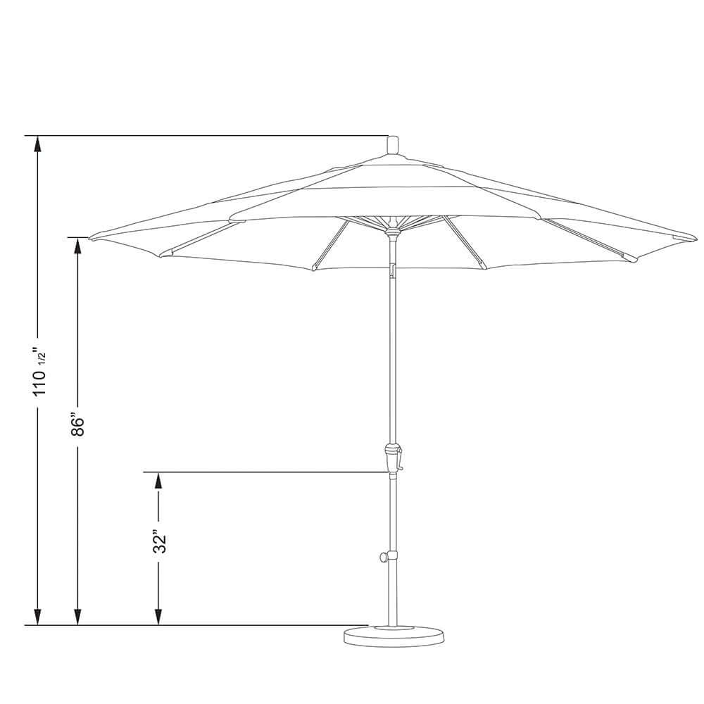 California Umbrella Sunset Series 11 ft Patio Umbrella - Residential Grade with Auto Tilt and Crank Lift SDAU118