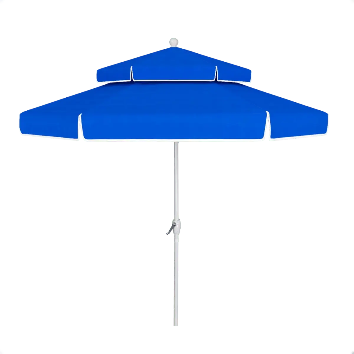 California Umbrella Terrace Series 9 ft Double Tier Residential Patio Umbrella with Crank Lift - Malibu Point Scallop Cut Dream House Edition LUNA906B