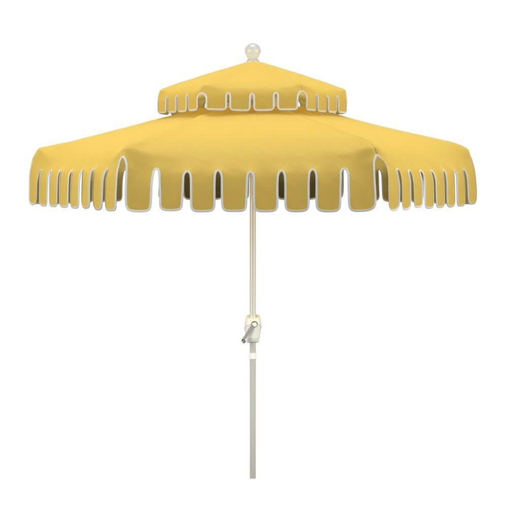 California Umbrella Terrace Series 9 FT Double Tier Residential Patio Umbrella with Crank Lift – Montecito Canyon Key Cut Dream House Edition LUNA906B174DT-MCK-DREAMHOUSE