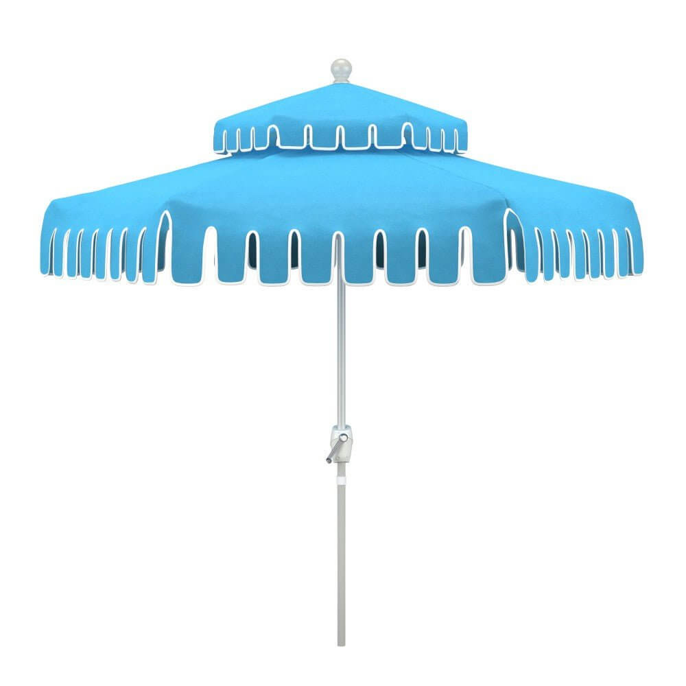 California Umbrella Terrace Series 9 FT Double Tier Residential Patio Umbrella with Crank Lift – Montecito Canyon Key Cut Dream House Edition LUNA906B174DT-MCK-DREAMHOUSE