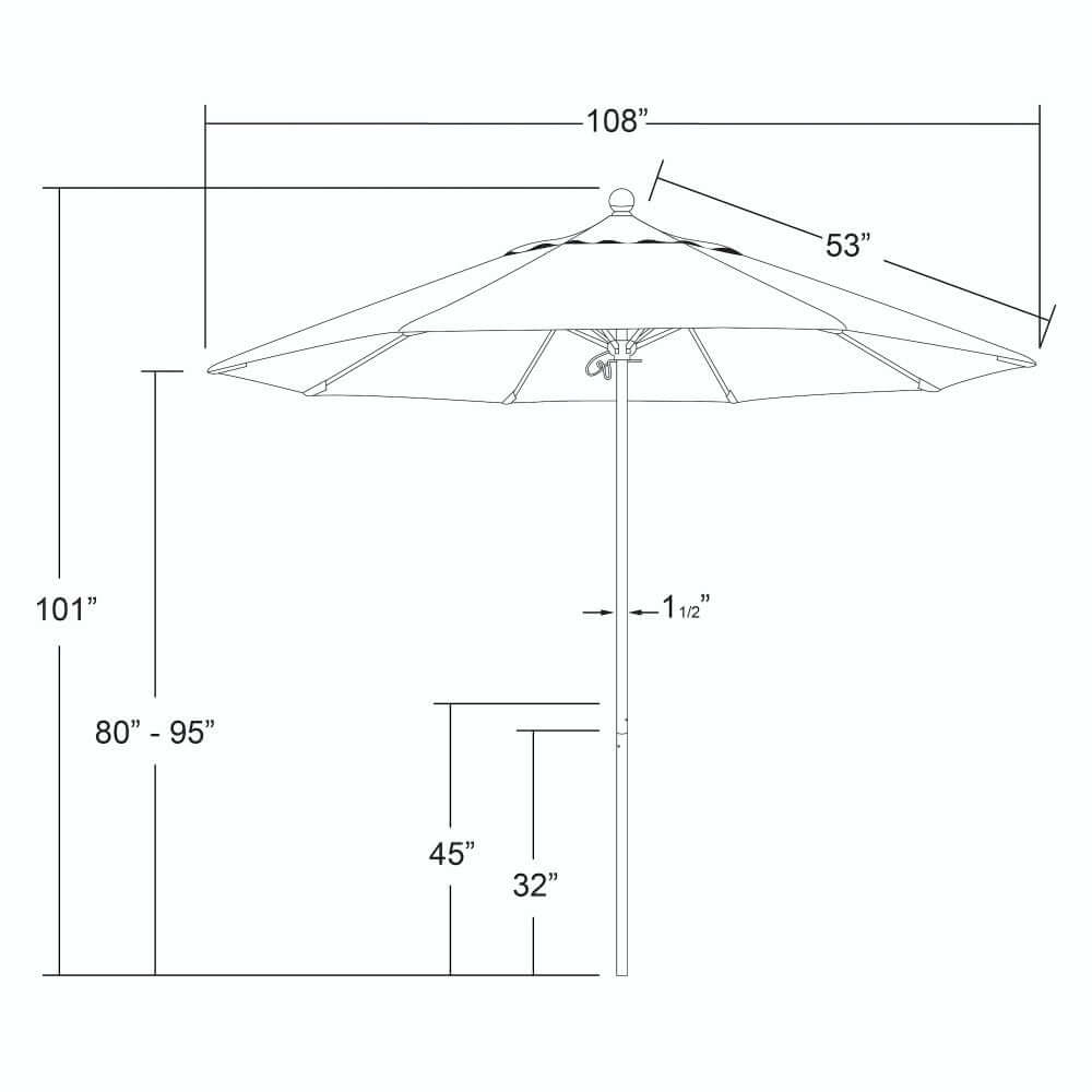 California Umbrella Venture Series 9 FT Commercial Patio Umbrella – Sturdy Aluminum Pole With Push Lift and Fiberglass Ribs ALTO908