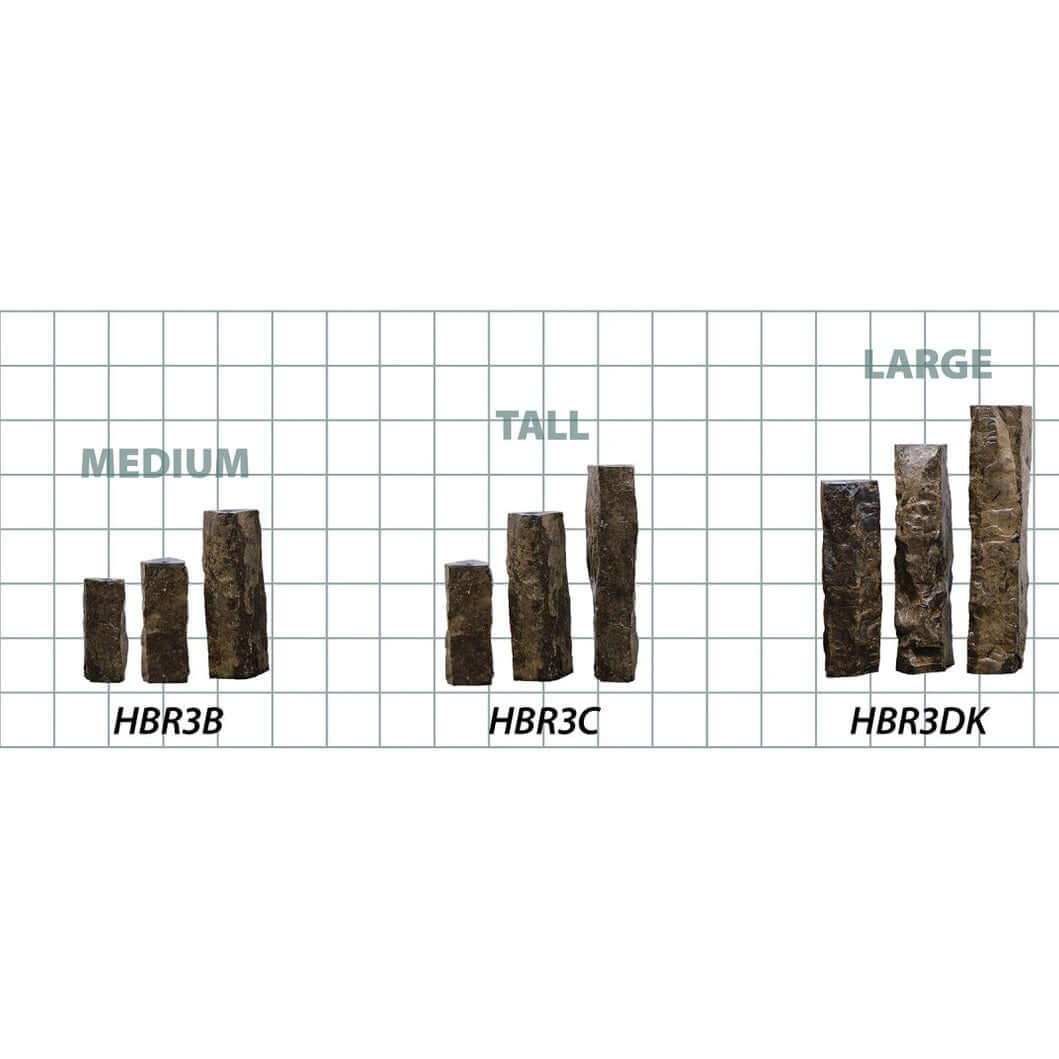 EasyPro Large Polished Top Basalt Column Kit - 32", 38" and 44" w/58" basin, 1000gph pump & light rings HBR3DKSL