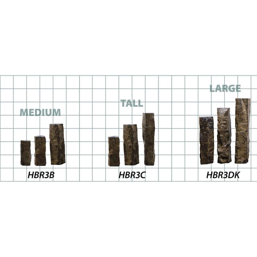 EasyPro Three Piece Large Polished Top Basalt Fountains - 32", 38" and 44" Tall HBR3DKN
