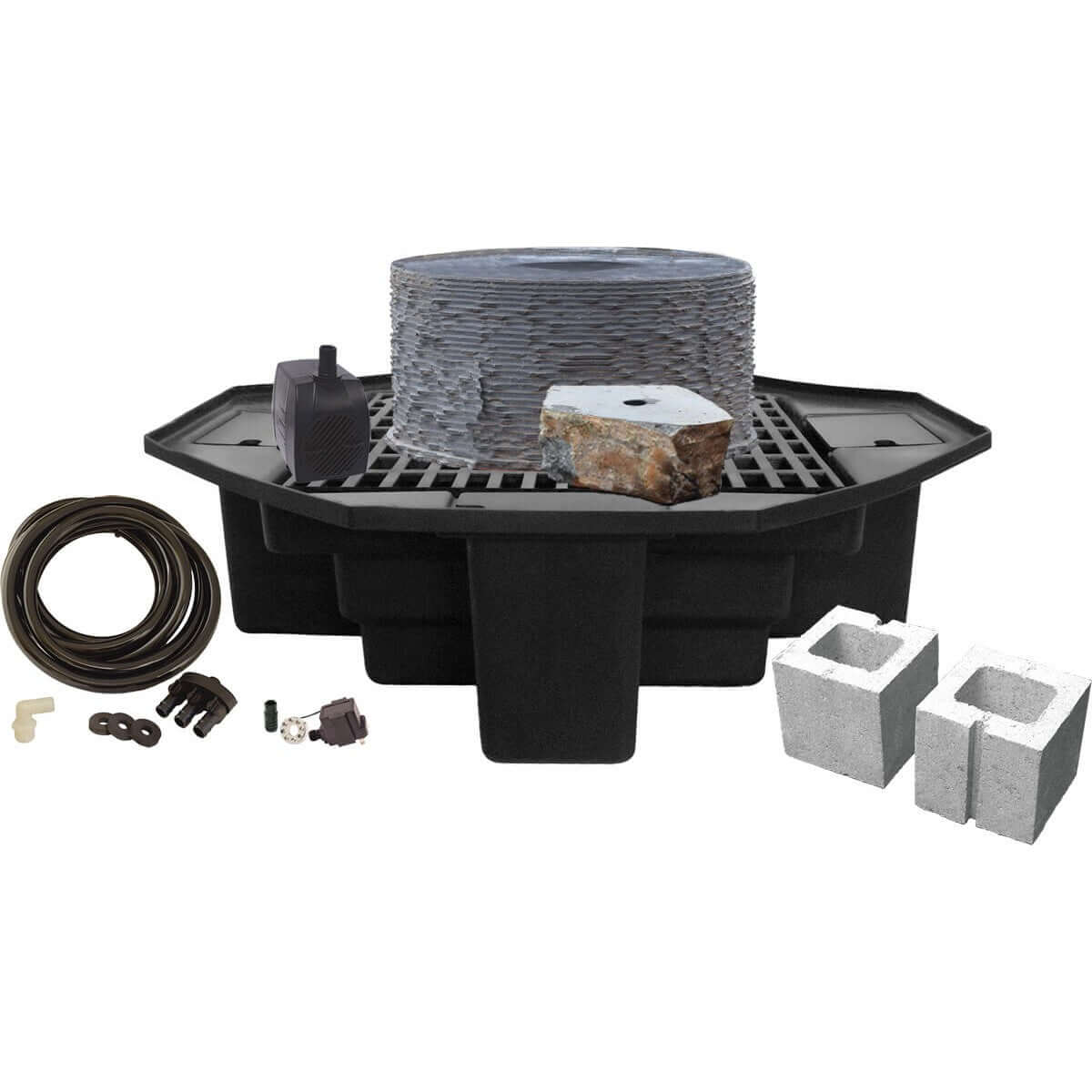 EasyPro Tranquil Décor - Basalt Fountain - Levitation Fountain - 24" dia x 12" tall w/ 6" pedestal HBLV2