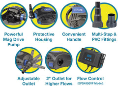 EasyPro Eco-Clear Submersible Pond Pump – Variable Flow up to 4850 gph EPS4900VF
