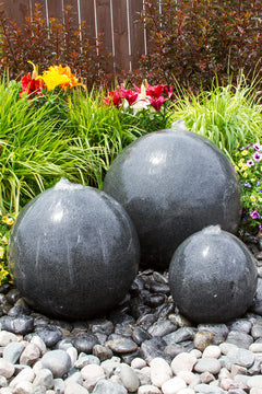 Blue Thumb Triple Black Granite Sphere Fountain ABGSB3T