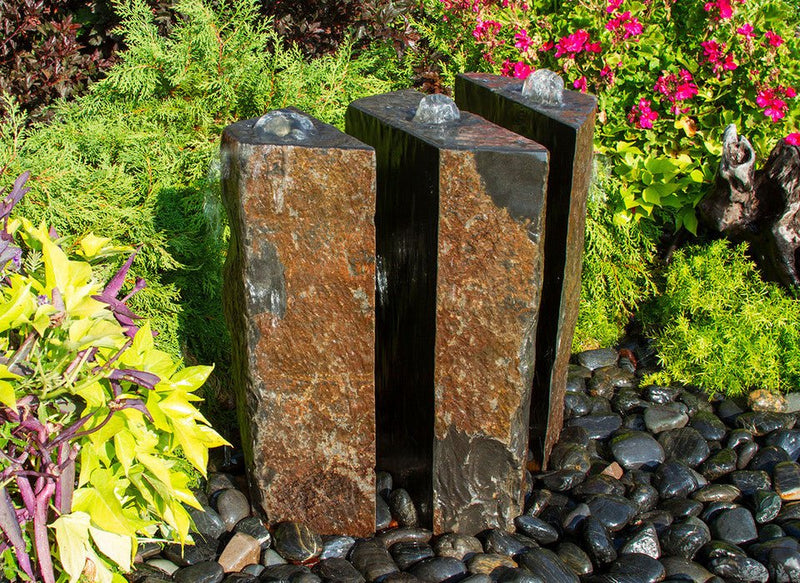 Blue Thumb Basalt Fountain Kit - Triple Split Polished 3 Piece ABBC915 Basalt Fountain Kit