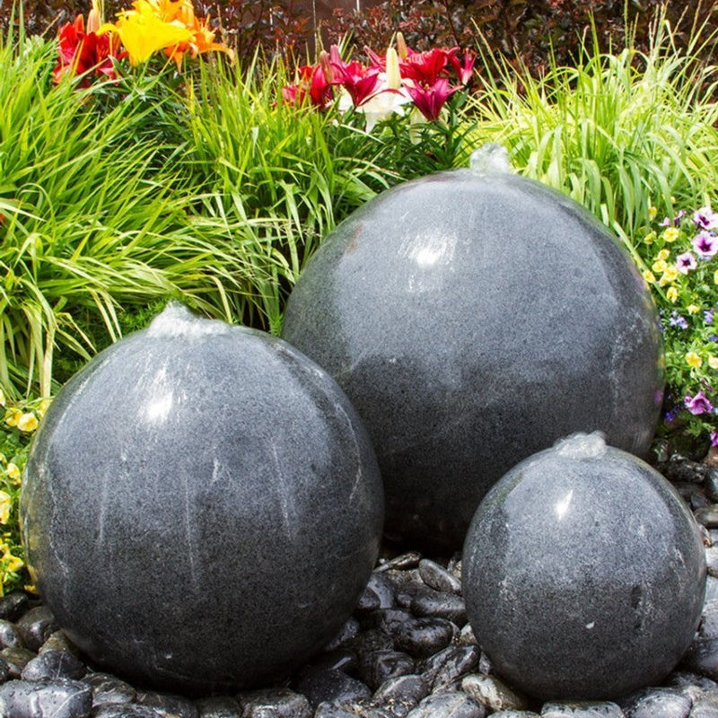 Blue Thumb Triple Black Granite Sphere Fountain ABGSB3T