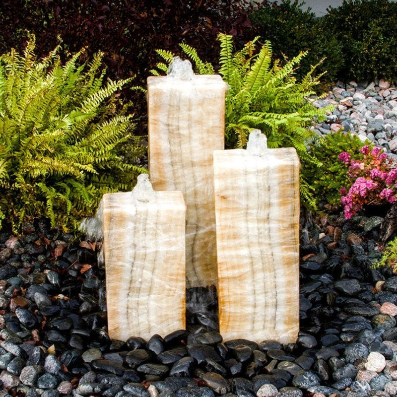 Blue Thumb Yellow Onyx Fountain - 4 Sides Smooth ABART100