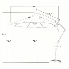 California Umbrella Bayside Series 9 ft Residential Cantilever Patio Umbrella - Durable Aluminum Construction with Crank Lift BA908
