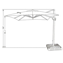California Umbrella Cali Series 10 ft Square Patio Umbrella - Residential Grade with Side Tilt and Crank Lift CALI338