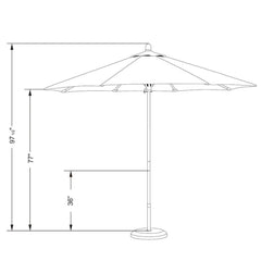 California Umbrella Grove Series 9 FT Commercial Grade Patio Umbrella Hardwood Pole with Push Lift MARE908