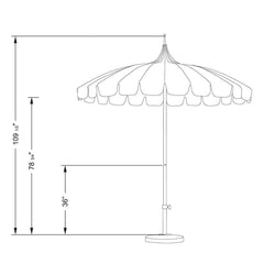 California Umbrella Pagoda Series 8.5 ft Residential Patio Umbrella - Elegant Pagoda Cut with Pacifica Canvas fabric and Push Lift SMPT852PACIFICA