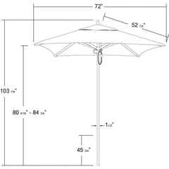 California Umbrella Rodeo Series 6 FT Square Commercial Patio Umbrella: Robust Aluminum Frame, Pulley Lift & Stainless Steel AAT604A