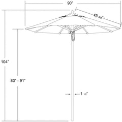 California Umbrella Rodeo Series 7.5 FT Round Commercial Patio Umbrella – Lightweight Aluminum Pole With Pulley Lift AAT758A