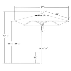 California Umbrella Rodeo Series 7.5 FT Square Commercial Patio Umbrella: Durable Aluminum Construction With Pulley Lift AAT75754A