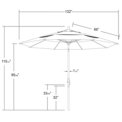 California Umbrella Sun Master Series 11 FT Patio Umbrella – Large Residential Shade with Collar Tilt And Crank Lift GSCUF118