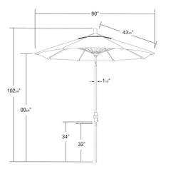 California Umbrella Sun Master Series 7.5 ft Patio Umbrella - Residential Grade with Collar Tilt and Crank Lift GSCUF758