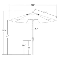 California Umbrella Sun Master Series 9 Ft Patio Umbrella – Stylish Collar Tilt with Crank Lift for Easy Use GSCUF908