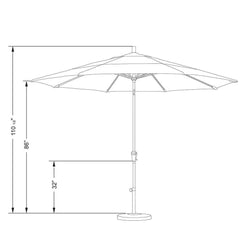 California Umbrella Sunset Series 11 ft Patio Umbrella - Residential Grade with Auto Tilt and Crank Lift SDAU118