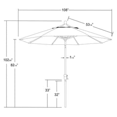 California Umbrella Sunset Series 9 Ft Aluminum Patio Umbrella – Residential Grade with Auto Tilt and Crank Lift SDAU908
