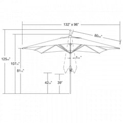 California Umbrella Tahoe Series Large 11 ft Rectangle Patio Umbrella - Residential Grade with Crank Lift GS1188