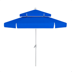 California Umbrella Terrace Series 9 ft Double Tier Residential Patio Umbrella with Crank Lift - Malibu Point Scallop Cut Dream House Edition LUNA906B