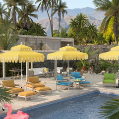 California Umbrella Terrace Series 9 FT Double Tier Residential Patio Umbrella with Crank Lift – Montecito Canyon Key Cut Dream House Edition LUNA906B174DT-MCK-DREAMHOUSE