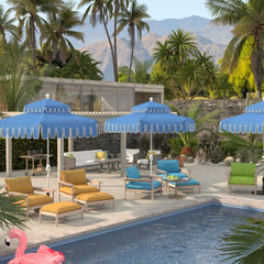 California Umbrella Terrace Series 9 FT Double Tier Residential Patio Umbrella with Crank Lift – Montecito Canyon Key Cut Dream House Edition LUNA906B174DT-MCK-DREAMHOUSE