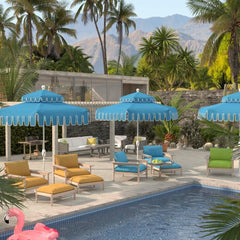 California Umbrella Terrace Series 9 FT Double Tier Residential Patio Umbrella with Crank Lift – Montecito Canyon Key Cut Dream House Edition LUNA906B174DT-MCK-DREAMHOUSE