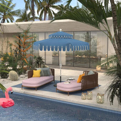California Umbrella Terrace Series 9 FT Limited Edition Malibu Point Scallop Cut Dream House Edition Patio Umbrella LUNA906B174DT-5426-MPS-BND503016